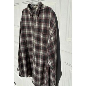 Rare VTG U.S. Expedition Gray Plaid Wool  Blend Flannel Mens XL Red Accent
